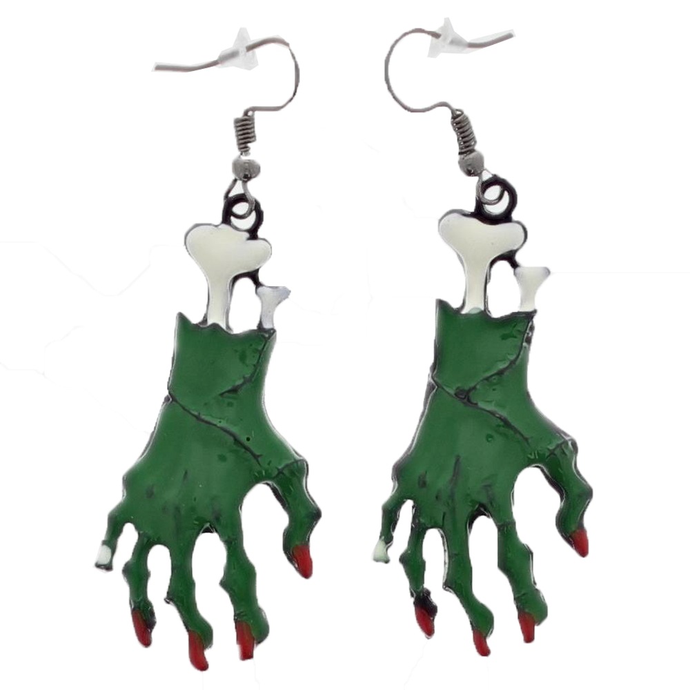 Zac's Alter Ego - Halloween Zombie Hands Earrings - Green